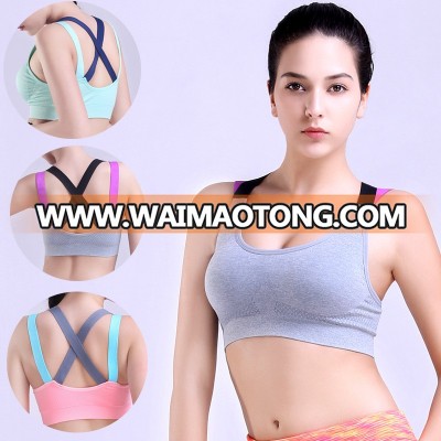 Fashion 3 Colors Women Padded Colorful Straps Yoga Tops Gym Athletic Sports Bra